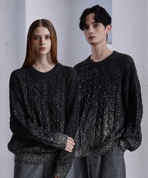 CLEL（クレイル）の「【CLEL】Foil Print Cable Crew Neck Knit / 箔