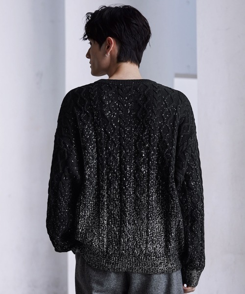 CLEL（クレイル）の「【CLEL】Foil Print Cable Crew Neck Knit / 箔