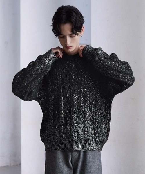CLEL（クレイル）の「【CLEL】Foil Print Cable Crew Neck Knit / 箔