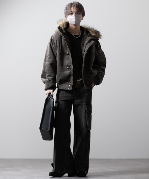 CLEL】Foil Print Cable Crew Neck Knit / 箔プリント ケーブルクルー