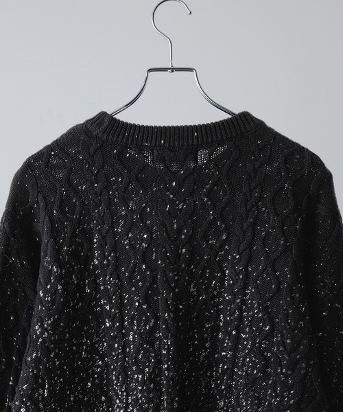 CLEL（クレイル）の「【CLEL】Foil Print Cable Crew Neck Knit / 箔