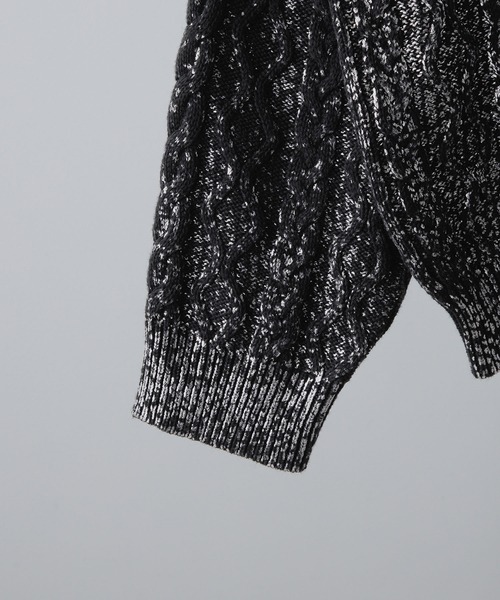 CLEL（クレイル）の「【CLEL】Foil Print Cable Crew Neck Knit / 箔