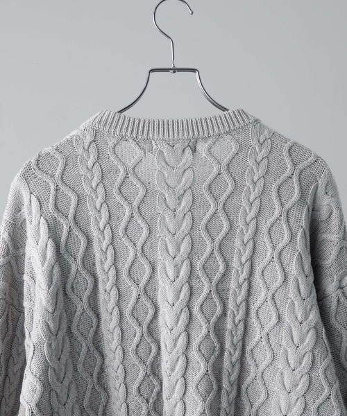 CLEL】Foil Print Cable Crew Neck Knit / 箔プリント ケーブルクルー