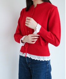 カーディガン/ボレロ（レッド/赤色系・レース）ファッション通販