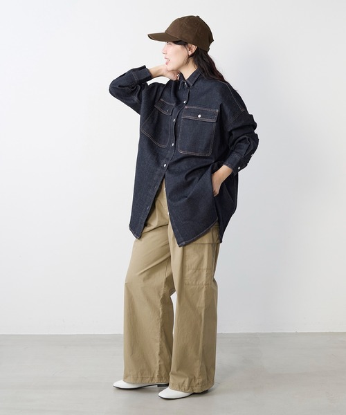 Healthy denim(ヘルシーデニム)の「【Healthy DENIM】デニムビックシャツ-Almond Super big Shirt(シャツ/ブラウス・レディース・インディゴブルー・0)」の2枚目の写真