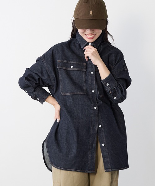 Healthy denim(ヘルシーデニム)の「【Healthy DENIM】デニムビックシャツ-Almond Super big Shirt(シャツ/ブラウス・レディース・インディゴブルー・0)」の3枚目の写真