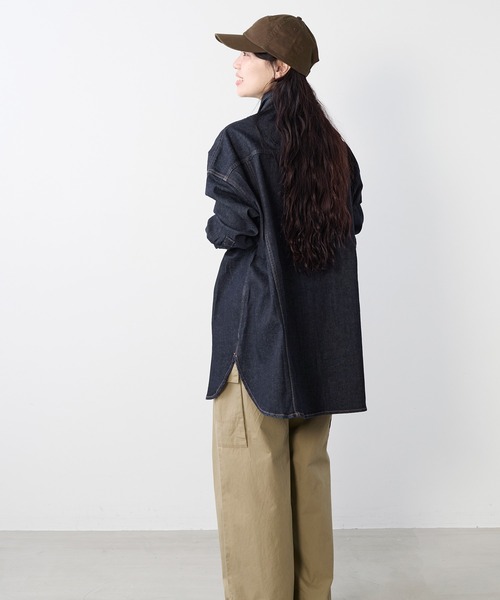Healthy denim(ヘルシーデニム)の「【Healthy DENIM】デニムビックシャツ-Almond Super big Shirt(シャツ/ブラウス・レディース・インディゴブルー・0)」の4枚目の写真
