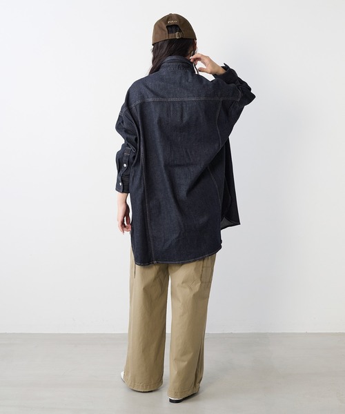 Healthy denim(ヘルシーデニム)の「【Healthy DENIM】デニムビックシャツ-Almond Super big Shirt(シャツ/ブラウス・レディース・インディゴブルー・0)」の5枚目の写真