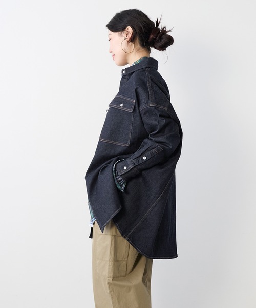 Healthy denim(ヘルシーデニム)の「【Healthy DENIM】デニムビックシャツ-Almond Super big Shirt(シャツ/ブラウス・レディース・インディゴブルー・0)」の10枚目の写真