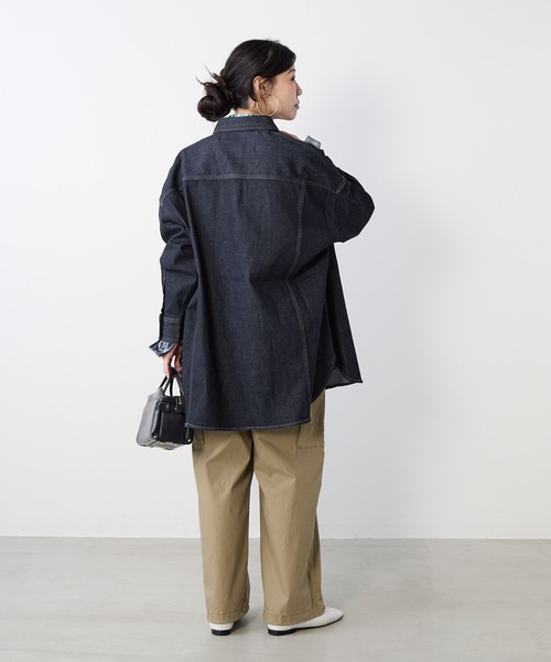 Healthy denim(ヘルシーデニム)の「【Healthy DENIM】デニムビックシャツ-Almond Super big Shirt(シャツ/ブラウス・レディース・インディゴブルー・0)」の12枚目の写真
