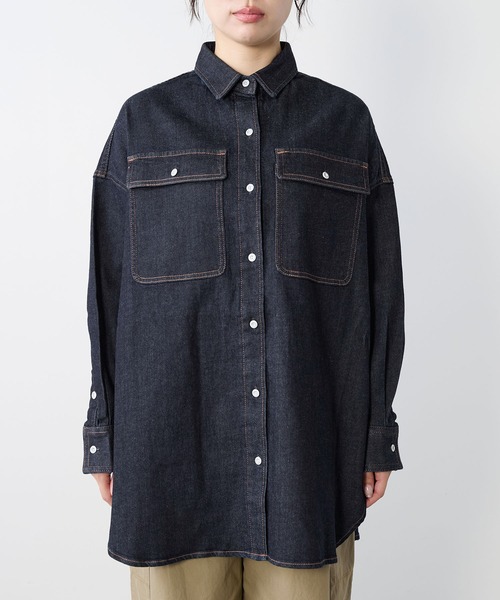 Healthy denim(ヘルシーデニム)の「【Healthy DENIM】デニムビックシャツ-Almond Super big Shirt(シャツ/ブラウス・レディース・インディゴブルー・0)」の13枚目の写真