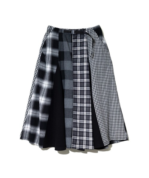 ゴースローキャラバン☆ネルチェックパッチワークスカート セール】ネルチェック パッチワークスカート W（スカート）｜go slow