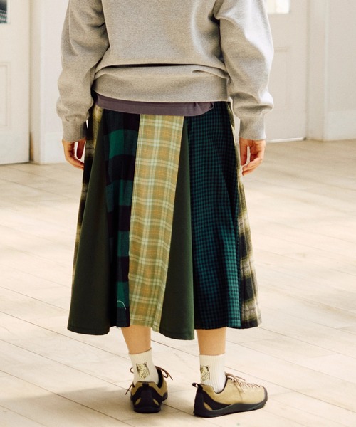 セール】ネルチェック パッチワークスカート W（スカート）｜go slow