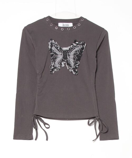 .KOM(ドットコム)の「A'GEM/9 × .kom 『.KOM/ドットケーオーエム』 Grunge Butterfly Design Long Sleeve T-shirt/グランジ系 バタフライデザイン 長袖Tシャツ(Tシャツ/カットソー・レディース・ホワイト/ブラック/グレー・FREE)」の10枚目の写真