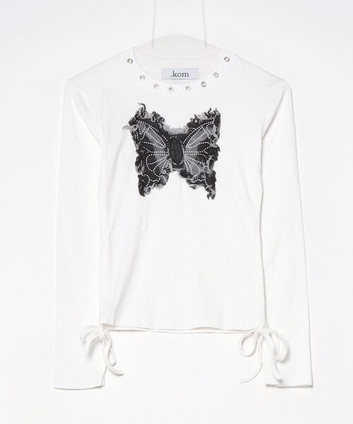 .KOM(ドットコム)の「A'GEM/9 × .kom 『.KOM/ドットケーオーエム』 Grunge Butterfly Design Long Sleeve T-shirt/グランジ系 バタフライデザイン 長袖Tシャツ(Tシャツ/カットソー・レディース・ホワイト/ブラック/グレー・FREE)」の9枚目の写真