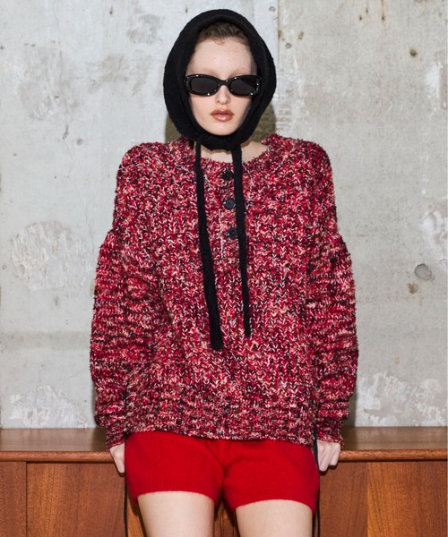 2way Neck Melange Knit Pullover / 2WAYネックメランジニット（ニット