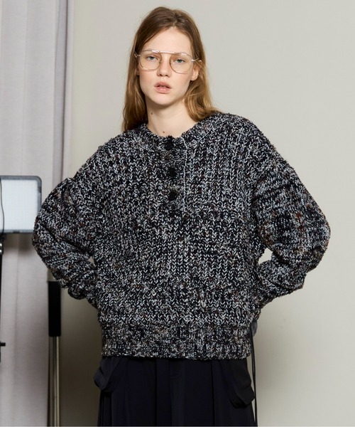 2way Neck Melange Knit Pullover / 2WAYネックメランジニット（ニット