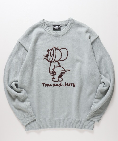 Tom＆Jerry（トムアンドジェリー）の「【TOM & JERRY/トムとジェリー】ループ刺繍＆シャギージャガードクルーネックニット（ニット/セーター・レディース・ネイビー/サックスブルー/スミクロ/オフホワイト・MEDIUM/LARGE）」の18枚目の写真