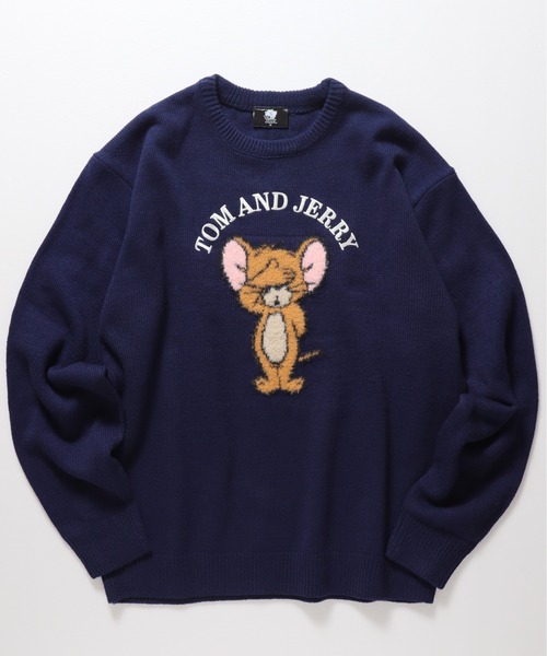 Tom＆Jerry（トムアンドジェリー）の「【TOM & JERRY/トムとジェリー】ループ刺繍＆シャギージャガードクルーネックニット（ニット/セーター・レディース・ネイビー/サックスブルー/スミクロ/オフホワイト・MEDIUM/LARGE）」の16枚目の写真