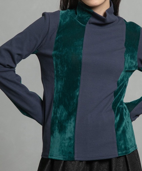 MARECHAL TERRE(マルシャルテル)の「コンビネーションハイネックトップス(Tシャツ/カットソー・レディース・ブラック/ブラウン/グレー/ネイビー・MEDIUM)」の4枚目の写真