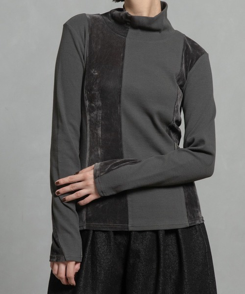 MARECHAL TERRE(マルシャルテル)の「コンビネーションハイネックトップス(Tシャツ/カットソー・レディース・ブラック/ブラウン/グレー/ネイビー・MEDIUM)」の3枚目の写真