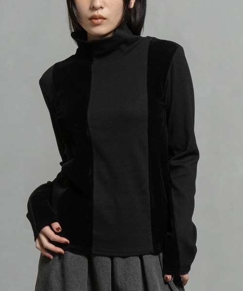 MARECHAL TERRE(マルシャルテル)の「コンビネーションハイネックトップス(Tシャツ/カットソー・レディース・ブラック/ブラウン/グレー/ネイビー・MEDIUM)」の2枚目の写真
