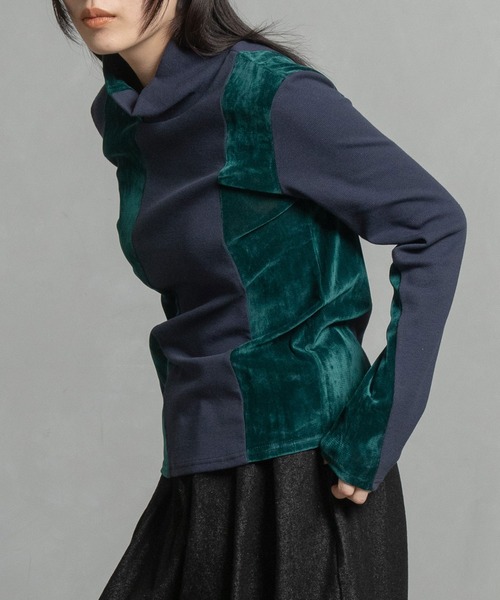 MARECHAL TERRE(マルシャルテル)の「コンビネーションハイネックトップス(Tシャツ/カットソー・レディース・ブラック/ブラウン/グレー/ネイビー・MEDIUM)」の5枚目の写真