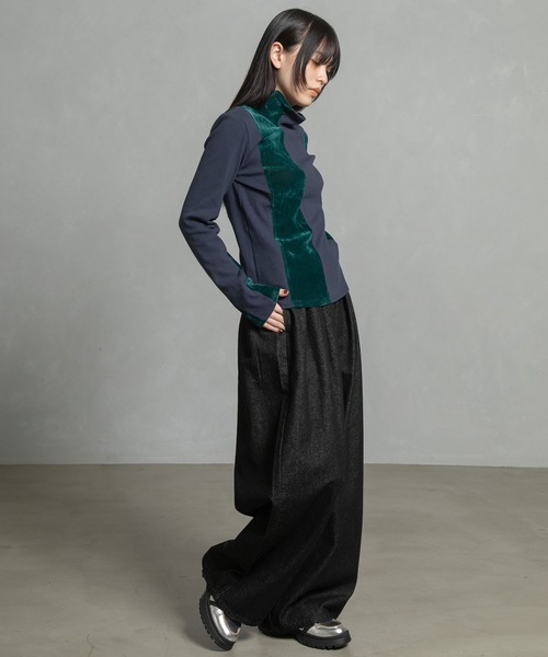 MARECHAL TERRE(マルシャルテル)の「コンビネーションハイネックトップス(Tシャツ/カットソー・レディース・ブラック/ブラウン/グレー/ネイビー・MEDIUM)」の8枚目の写真