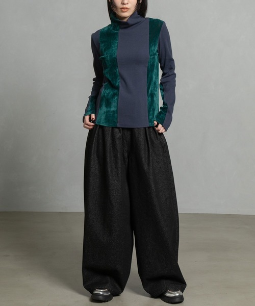 MARECHAL TERRE(マルシャルテル)の「コンビネーションハイネックトップス(Tシャツ/カットソー・レディース・ブラック/ブラウン/グレー/ネイビー・MEDIUM)」の9枚目の写真