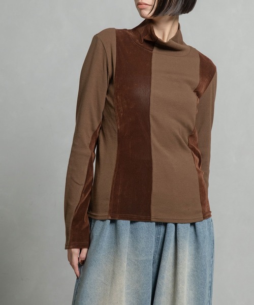 MARECHAL TERRE(マルシャルテル)の「コンビネーションハイネックトップス(Tシャツ/カットソー・レディース・ブラック/ブラウン/グレー/ネイビー・MEDIUM)」の11枚目の写真