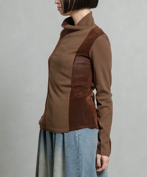 MARECHAL TERRE(マルシャルテル)の「コンビネーションハイネックトップス(Tシャツ/カットソー・レディース・ブラック/ブラウン/グレー/ネイビー・MEDIUM)」の12枚目の写真
