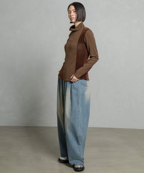 MARECHAL TERRE(マルシャルテル)の「コンビネーションハイネックトップス(Tシャツ/カットソー・レディース・ブラック/ブラウン/グレー/ネイビー・MEDIUM)」の15枚目の写真