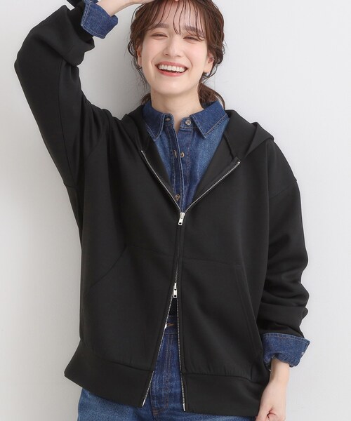 DRESKIP（ドレスキップ）の「【S-LL】大人っぽく着られる ダンボールジップパーカ（カーディガン/ボレロ・レディース・グレー/ナチュラル/ブラック・01/02/03/04）」の2枚目の写真