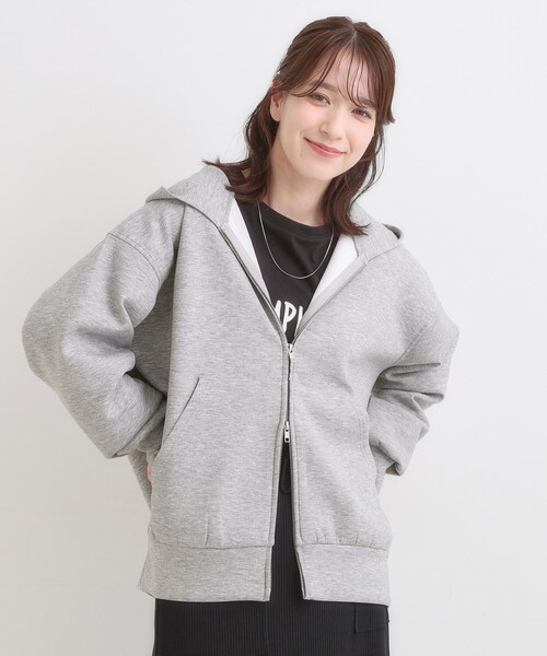 DRESKIP（ドレスキップ）の「【S-LL】大人っぽく着られる ダンボールジップパーカ（カーディガン/ボレロ・レディース・グレー/ナチュラル/ブラック・01/02/03/04）」の7枚目の写真