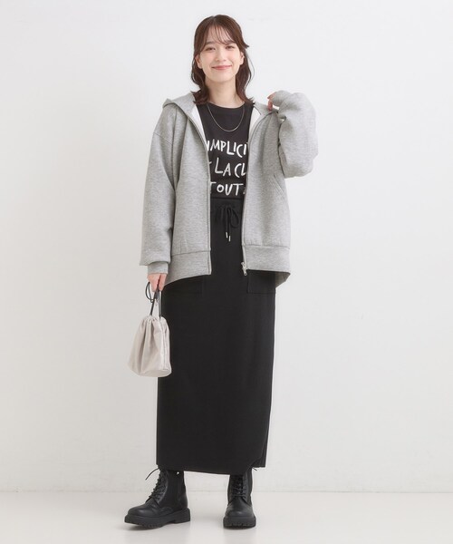 DRESKIP（ドレスキップ）の「【S-LL】大人っぽく着られる ダンボールジップパーカ（カーディガン/ボレロ・レディース・グレー/ナチュラル/ブラック・01/02/03/04）」の4枚目の写真