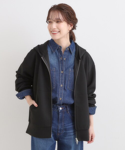 DRESKIP（ドレスキップ）の「【S-LL】大人っぽく着られる ダンボールジップパーカ（カーディガン/ボレロ・レディース・グレー/ナチュラル/ブラック・01/02/03/04）」の22枚目の写真