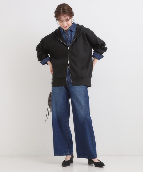 DRESKIP（ドレスキップ）の「【S-LL】大人っぽく着られる ダンボールジップパーカ（カーディガン/ボレロ・レディース・グレー/ナチュラル/ブラック・01/02/03/04）」の21枚目の写真