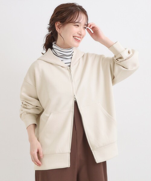 DRESKIP（ドレスキップ）の「【S-LL】大人っぽく着られる ダンボールジップパーカ（カーディガン/ボレロ・レディース・グレー/ナチュラル/ブラック・01/02/03/04）」の16枚目の写真