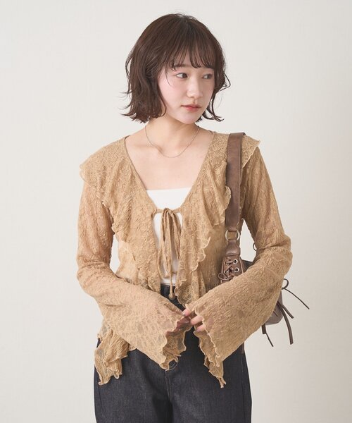 mline（エムライン）の「[mline]ティアードレースブラウス（シャツ/ブラウス・レディース・ベージュ/オフホワイト/アイボリー/カーキ・FREE）」の3枚目の写真