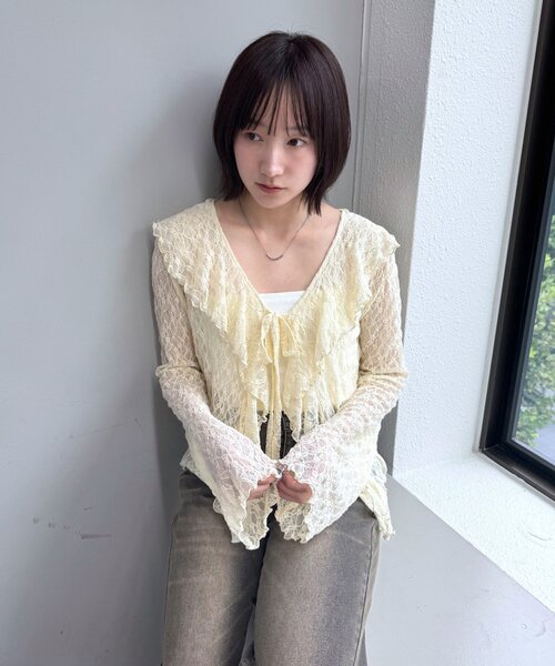 mline（エムライン）の「[mline]ティアードレースブラウス（シャツ/ブラウス・レディース・ベージュ/オフホワイト/アイボリー/カーキ・FREE）」の8枚目の写真