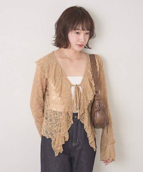 mline（エムライン）の「[mline]ティアードレースブラウス（シャツ/ブラウス・レディース・ベージュ/オフホワイト/アイボリー/カーキ・FREE）」の9枚目の写真