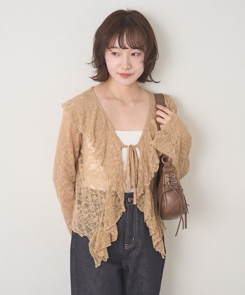 mline（エムライン）の「[mline]ティアードレースブラウス（シャツ/ブラウス・レディース・ベージュ/オフホワイト/アイボリー/カーキ・FREE）」の10枚目の写真