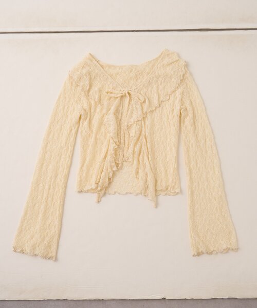 mline（エムライン）の「[mline]ティアードレースブラウス（シャツ/ブラウス・レディース・ベージュ/オフホワイト/アイボリー/カーキ・FREE）」の14枚目の写真