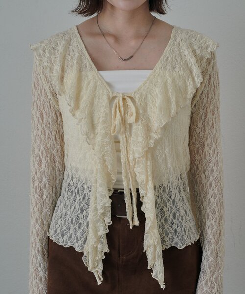 mline（エムライン）の「[mline]ティアードレースブラウス（シャツ/ブラウス・レディース・ベージュ/オフホワイト/アイボリー/カーキ・FREE）」の19枚目の写真