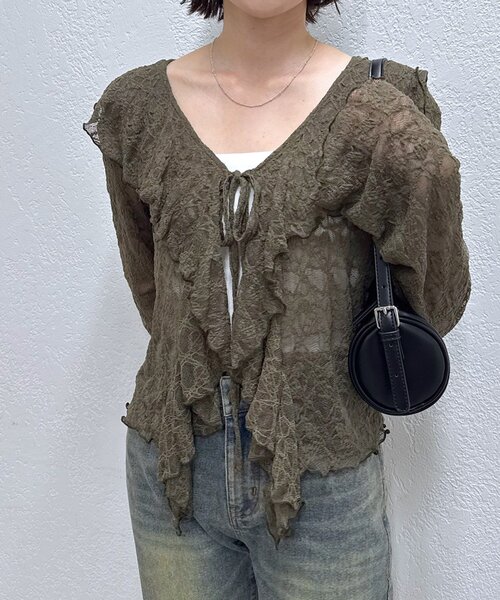 mline（エムライン）の「[mline]ティアードレースブラウス（シャツ/ブラウス・レディース・ベージュ/オフホワイト/アイボリー/カーキ・FREE）」の5枚目の写真