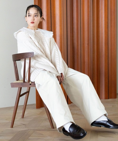 RAGEBLUE(レイジブルー)の「BIGケーブルニットプルオーバー(ニット/セーター・レディース・ネイビー/ホワイト/レッド・FREE)」の10枚目の写真