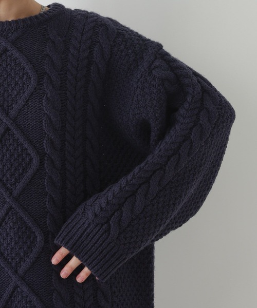 RAGEBLUE(レイジブルー)の「BIGケーブルニットプルオーバー(ニット/セーター・レディース・ネイビー/ホワイト/レッド・FREE)」の20枚目の写真