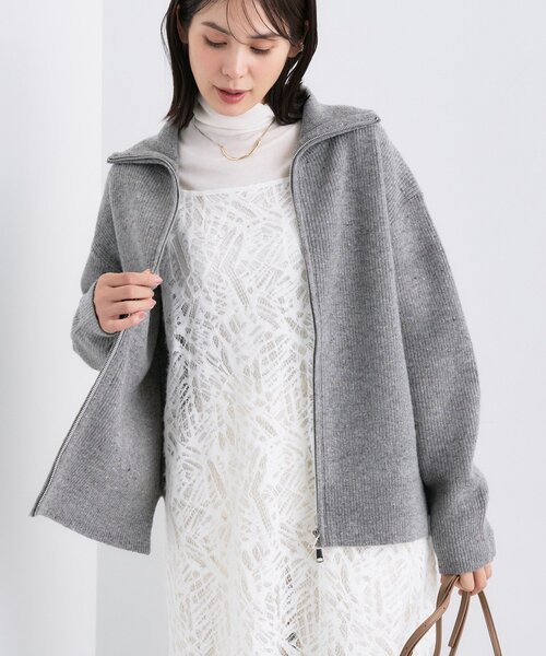 INDIVI(インディヴィ)の「【洗える】カラーネップ ダブルジップカーディガン(カーディガン/ボレロ・レディース・ダークブラウン系3/ホワイト系6/グレー系3・38/34/15 /13/05)」の9枚目の写真