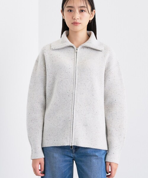 INDIVI(インディヴィ)の「【洗える】カラーネップ ダブルジップカーディガン(カーディガン/ボレロ・レディース・ダークブラウン系3/ホワイト系6/グレー系3・38/34/15 /13/05)」の17枚目の写真