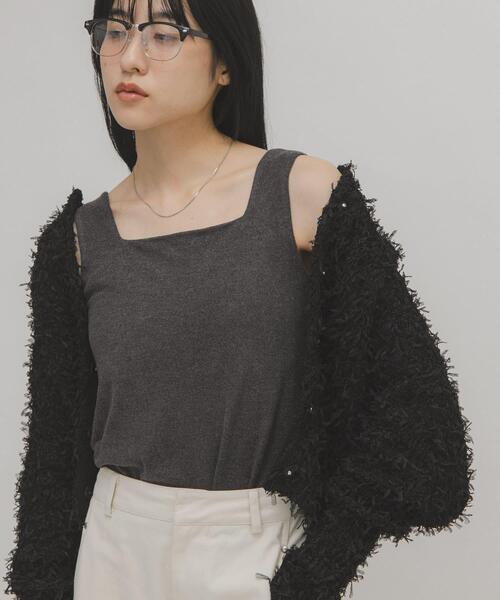 KBF（ケイビーエフ）の「ピーチスキン2WAYタンクトップ（タンクトップ・レディース・ブラック/チャコールグレー/オフホワイト・ONE）」の3枚目の写真